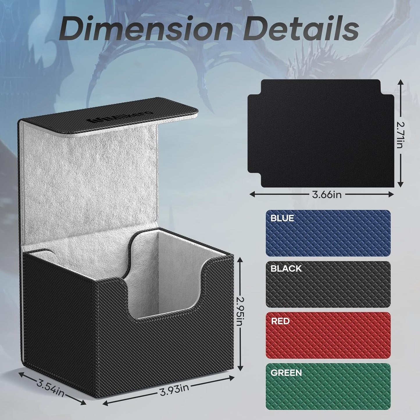 Card Deck Box - Holds 100+ Double-Sleeved Cards with Leather Magnetic Closure | MTG & TCG Compatible (Black)