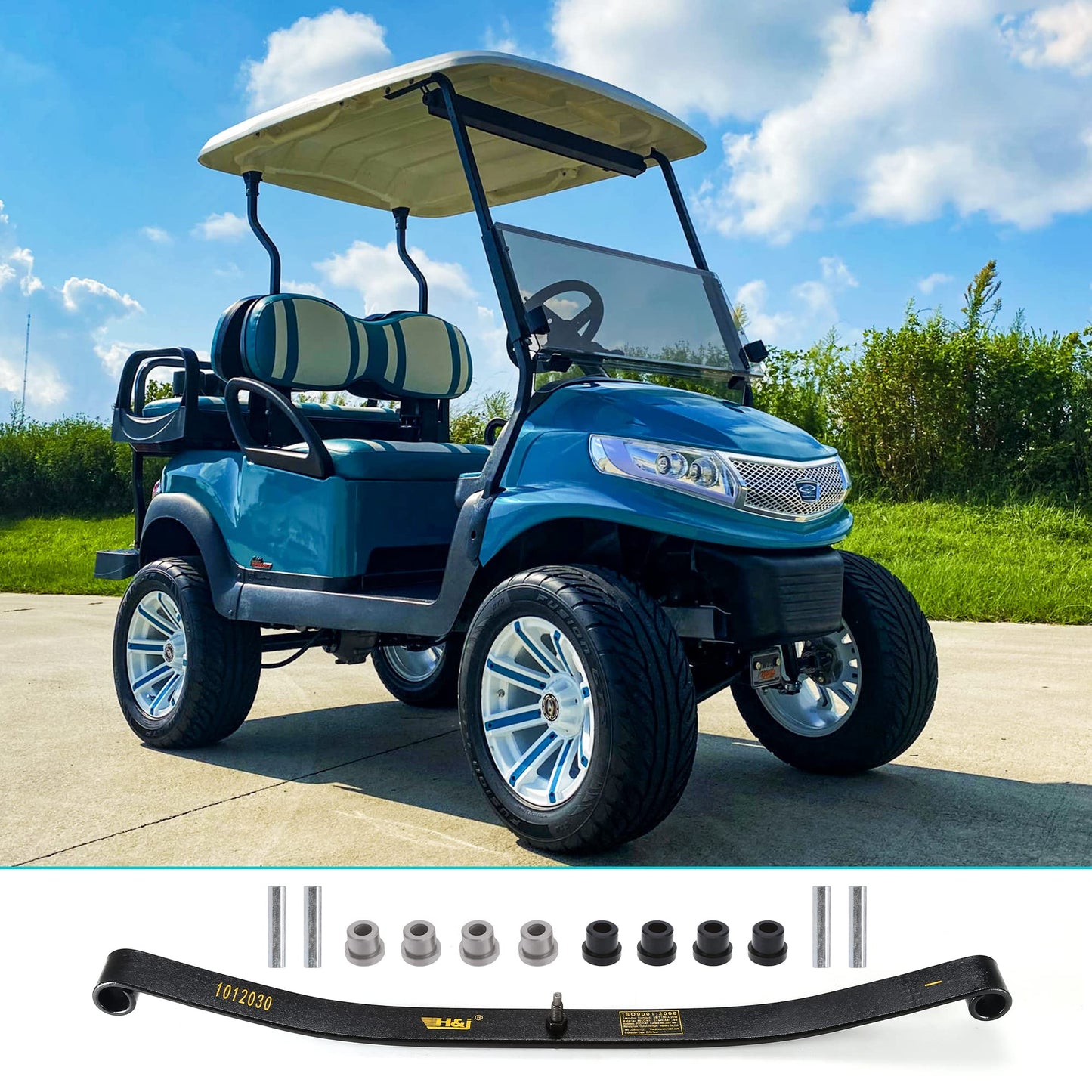 10L0L Golf Cart Front Leaf Spring Kit with Bushings & Sleeves for Club Car Precedent 2004-2008 & DS 1981-Up, Heavy Duty for Gas/Electric, OEM 1012030 1012322 1013867 1015108