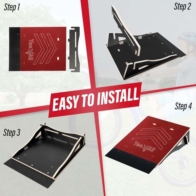 Yes4All Single-Piece Skateboard Ramp, Bike Ramp, Skate Ramp - Design for Beginners, More Durable, Capacity 220Lbs