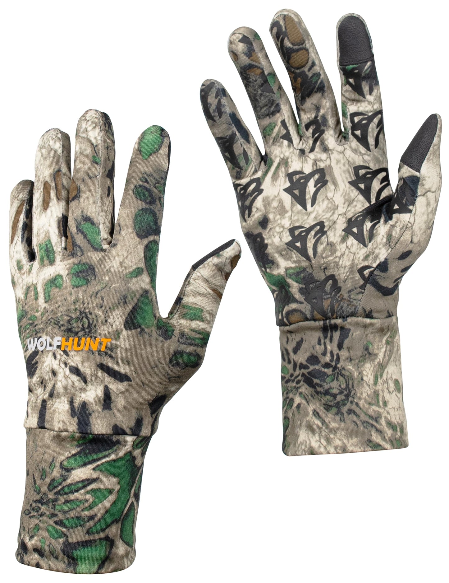 WOLFHUNT Lightweight Camouflage Hunting Gloves Full Finger, Men/Women Anti-Slip Camo Gloves for Hunting, Camo MP, M/L