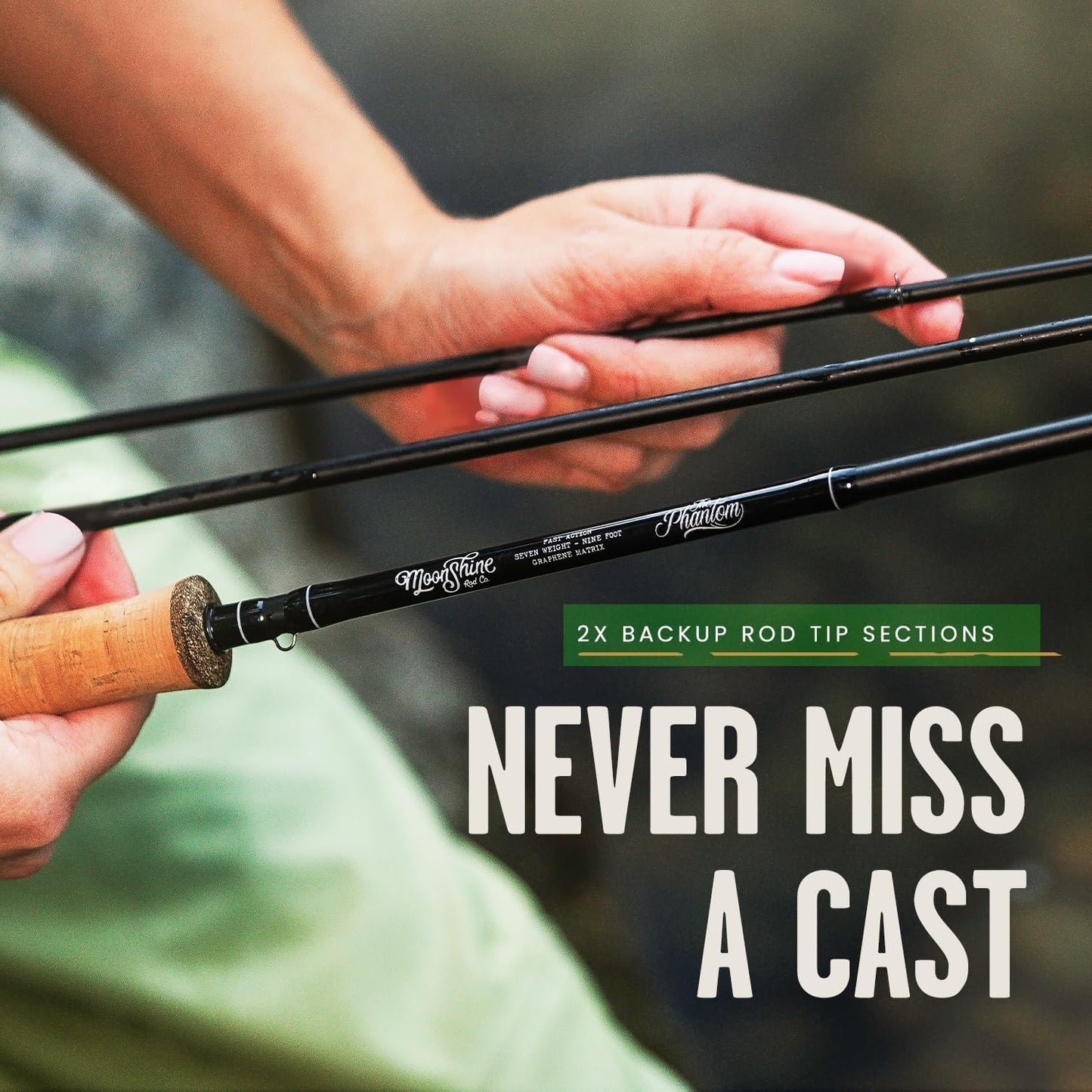 Moonshine Rod Company Fly Fishing Rod with Carrying Case and Extra Rod Tip Section Fast Action, The Vesper, 5wt 9'