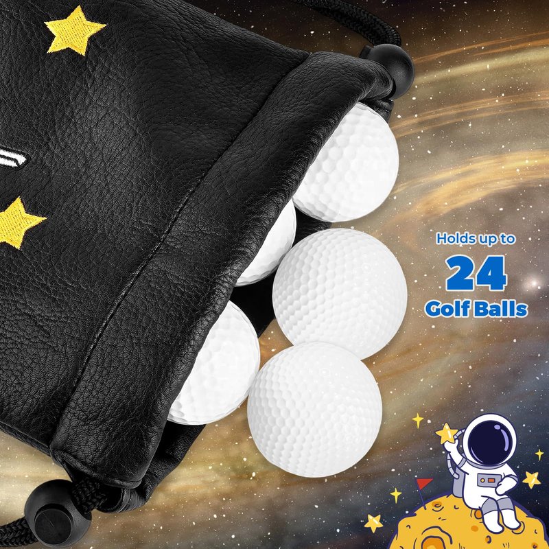 Astronaut Golf Valuables Pouch Bag, Drawstrings Golf Ball Tee Bag, Golf Pouch for Valuables and Accessories, Black/Blue/White