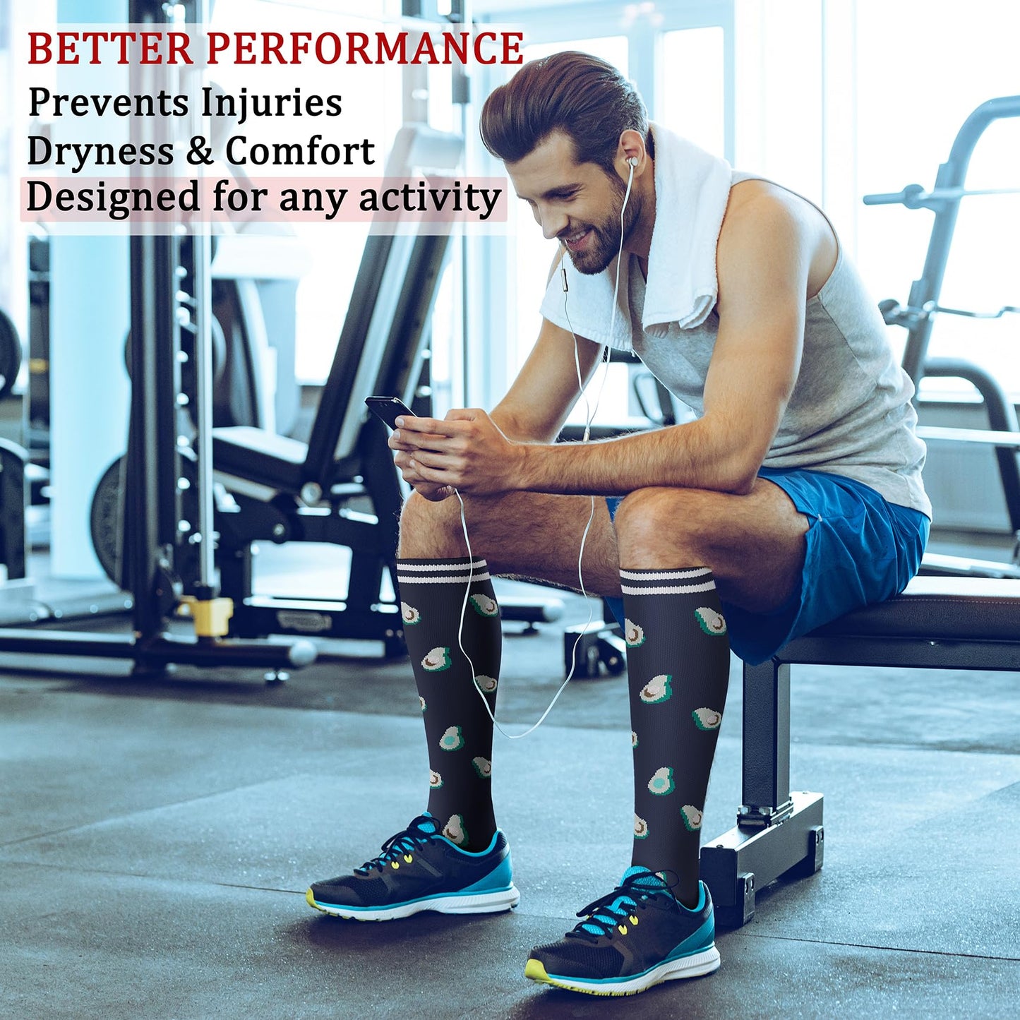 CHARMKING Compression Socks for Women & Men (8 Pairs) 15-20 mmHg Graduated Copper Support Calf Socks are Best for Pregnant, Nurses - Boost Performance, Circulation, Knee High Wide Calf(S/M, Multi 54)