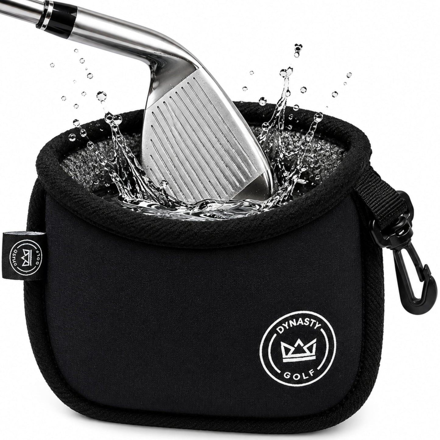 Golf Club and Ball Cleaner for Golf Bag, Clip-On Club and Ball Cleaner Pouch with Waffle Towel Interior, Wet Inside Dry Outside, Club and Ball Cleaner for Golf Bag Use On Course
