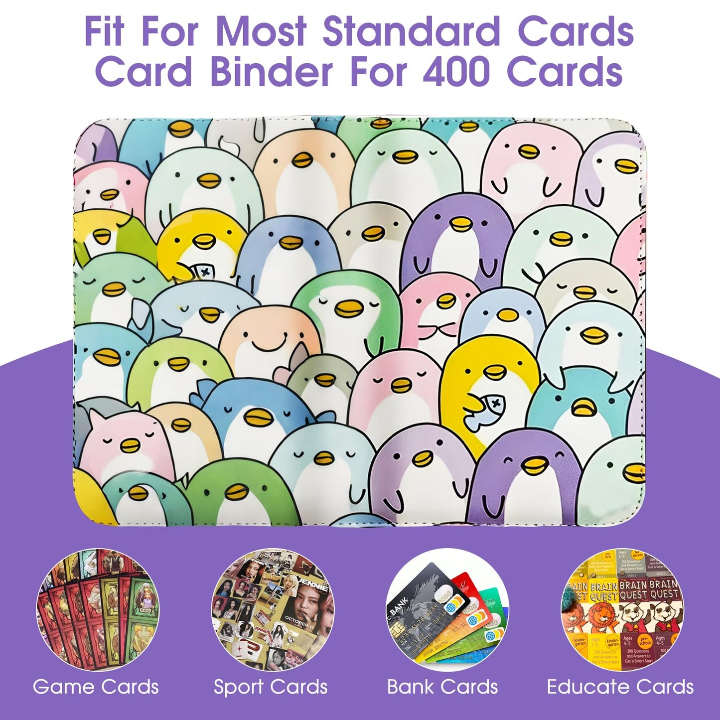 4-Pocket Card Binder with 50 Removable Pages, Holds 400 Cards