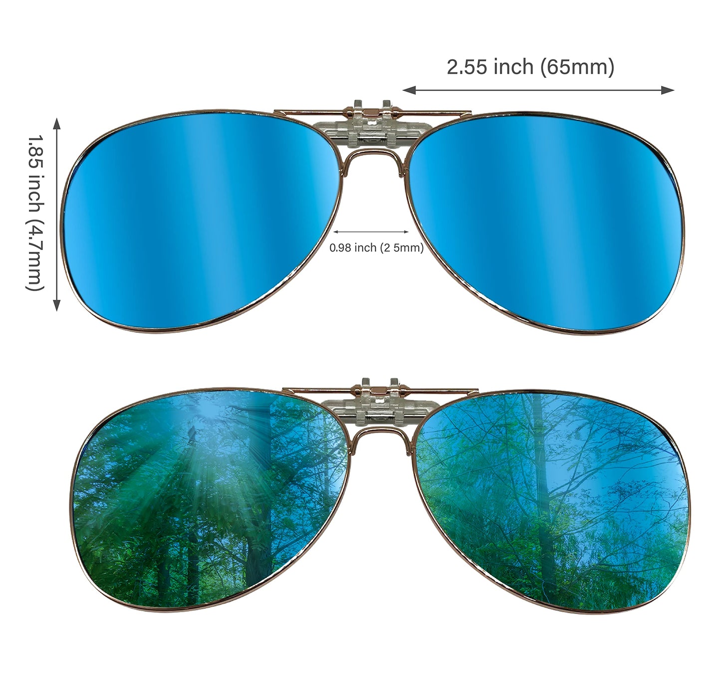 XII WY Polarized Clip-on Sunglasses Rimless Anti-Glare UV Protection