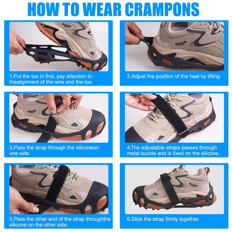 Ice Cleats Snow Traction Cleats Crampons for Boots and Shoes 28 Studs Cleats Crampons Walking on Snow and Ice Anti Slip Overshoe Rubber Ice Grippers Slip-on Stretch Footwear XLarge