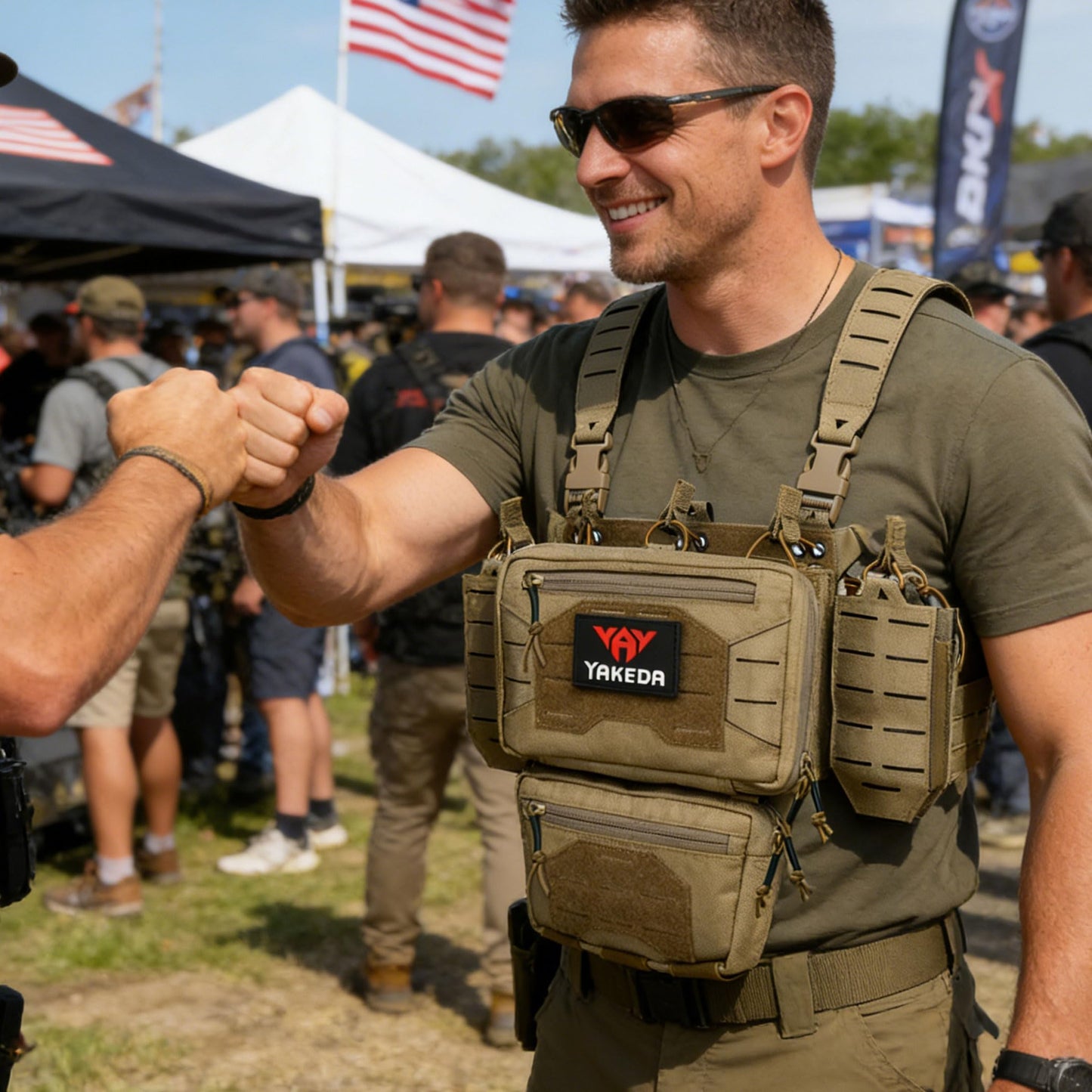 YAKEDA Tactical Chest Mini Rig Vest with Magazine Pouch Adjustable Detachable Laser-cutting Molle Modular Chest Vest (Light black)