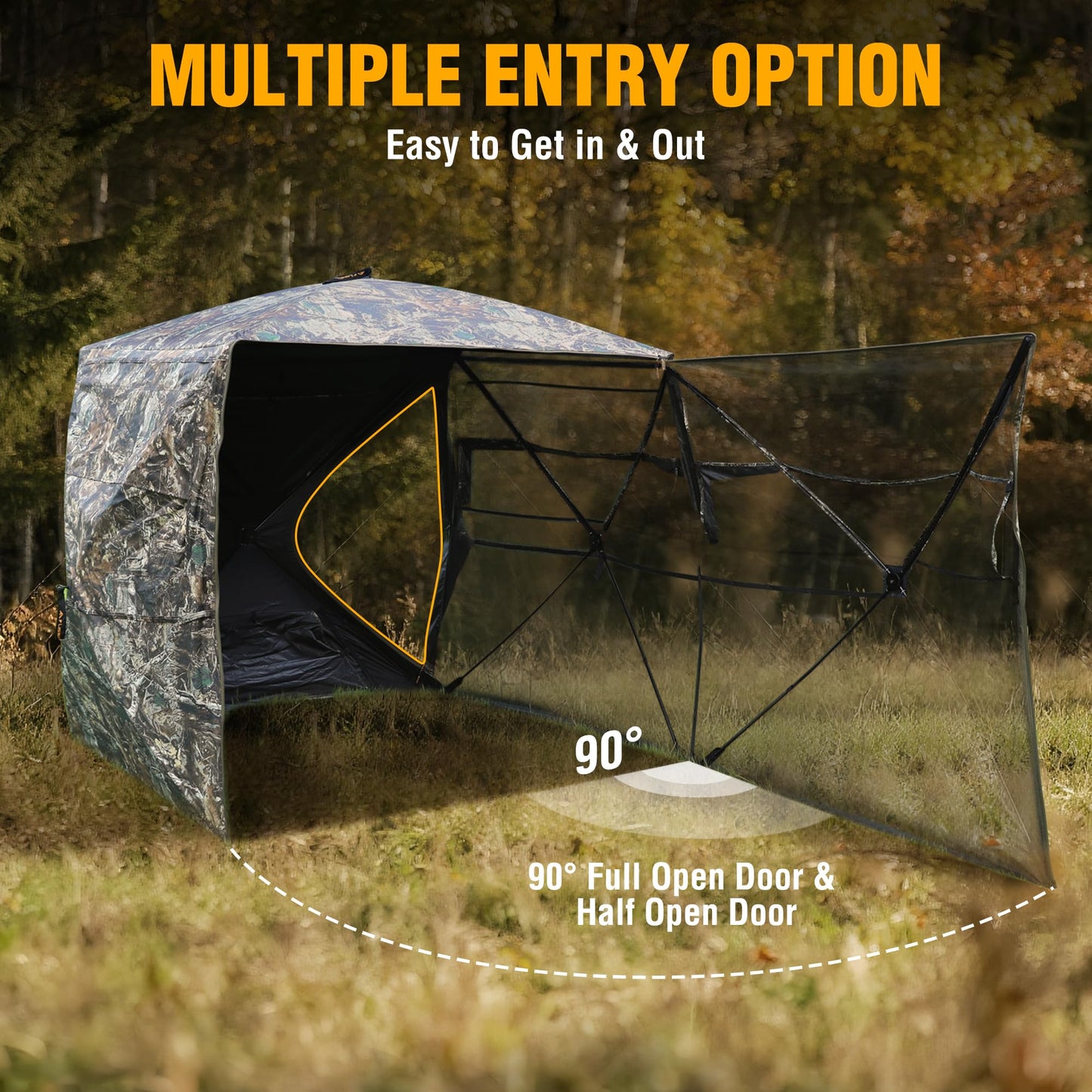 FLISSA 270 Degree Pop Up See Through Hunting Blind，3-4 Person Ground Blind