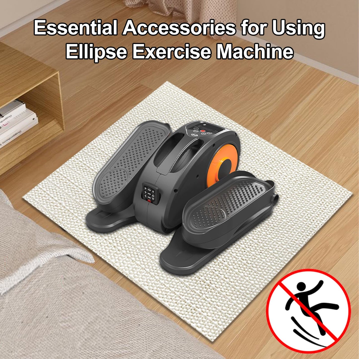 Ellipse Leg Exerciser Machine Non-slip Mat, Suitable for Under Desk Elliptical Peddler Foot & Leg Pedal Exercixer for Seniors Fitness Home Sports Accessories, Enhanced Stability & Floor Protection