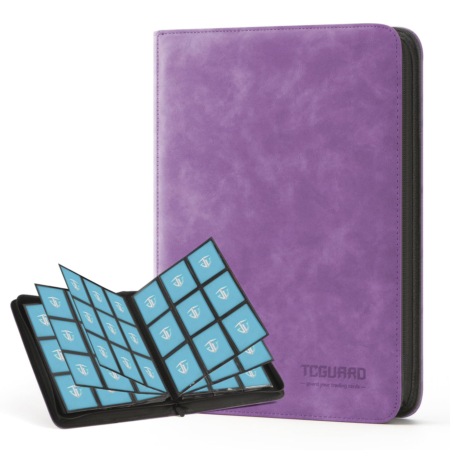 TCGUARD Trading Card Binder, 9 Side Loading Pocket Card Album Hold Up to 540 Cards, Zipper Binder for Cards Collection, TCG Card Holder for Game Card, Sports Card, Yugioh, MTG etc.（Purple）