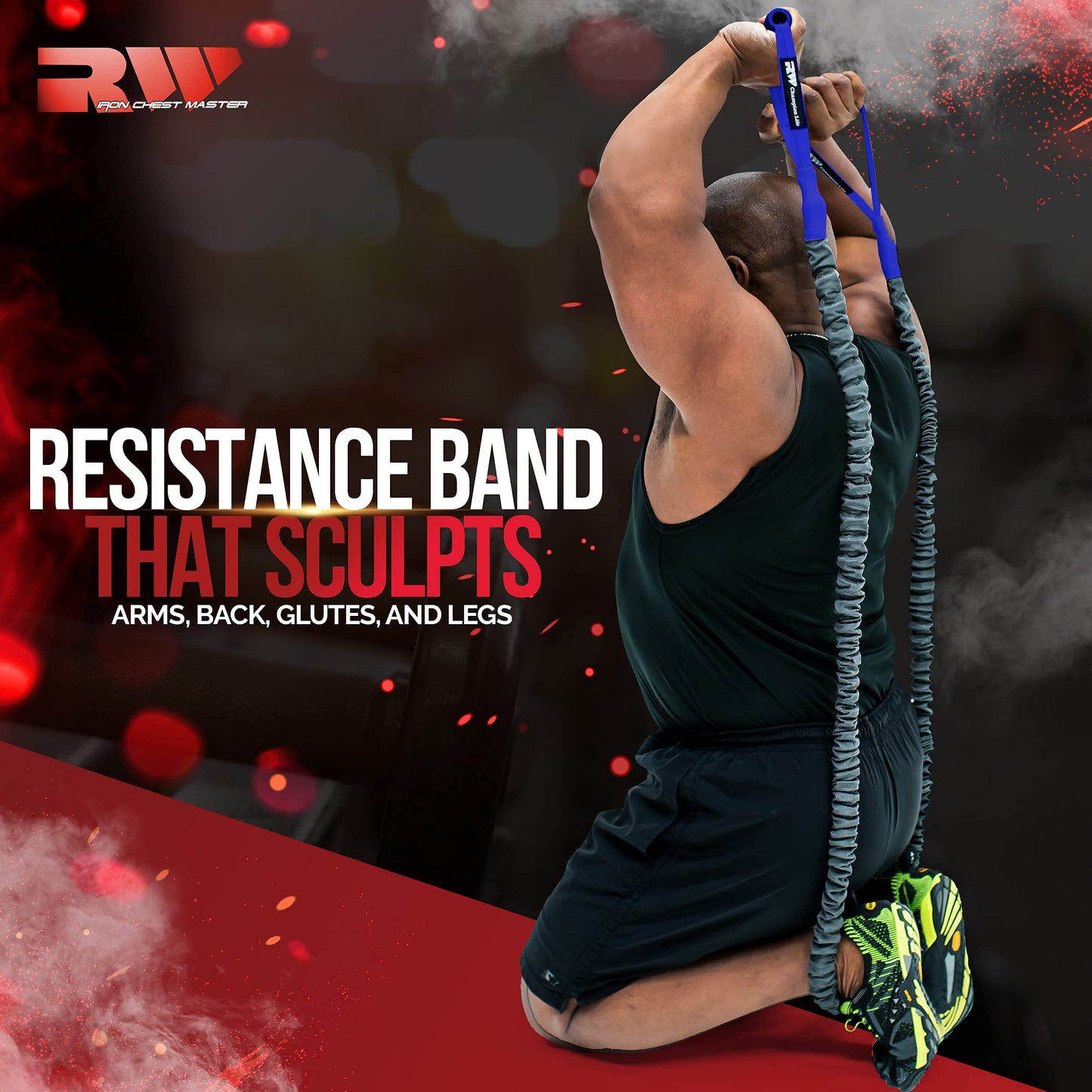 Ron Williams Resistance Bands with Handles & Protective Sleeves | Portable Full Body Workout Bands for Men & Women | Includes Exercise Training