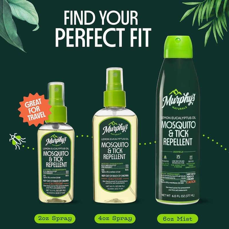 Murphy's Naturals Mosquito & Tick Repellent Spray - Oil of Lemon Eucalyptus, 4 Oz Pump | 2-Pack
