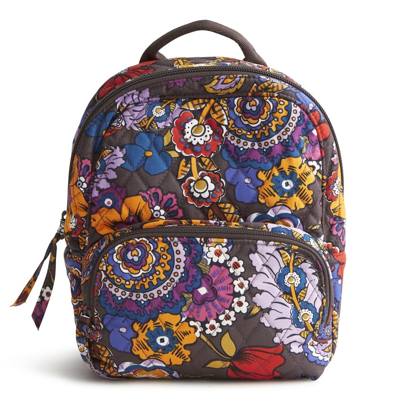 Vera Bradley Women's Premium Cotton Mini Banbury Backpack, Tiny Tomatoes Palm, One Size