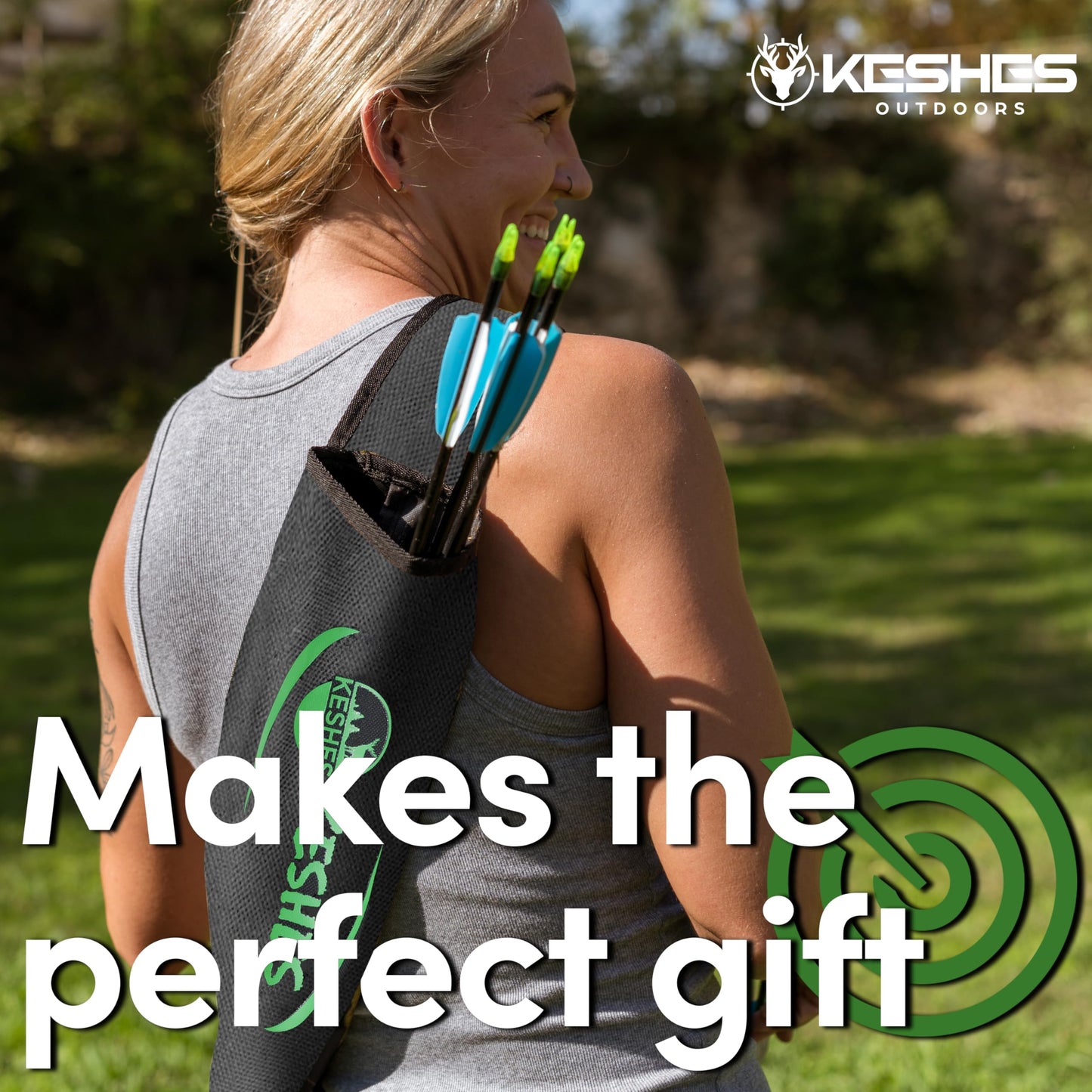 KESHES Archery Back Arrow Quiver Holder - Adjustable Quiver for Arrows with Shoulder Strap and Belt Clip - Ideal for Bow Hunting & Target Practice for Youth & Adults