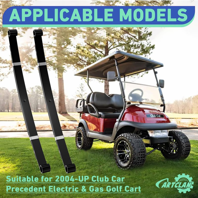 CartClan Golf Cart Heavy Duty 4-Leaf Rear Spring Kit Suitable for 2004-up Club Car Precedent Golf Cart, with Bushings Spacers & U Bolts, Replaces OEM# 102544901, 1012180, 1015583, 102506401