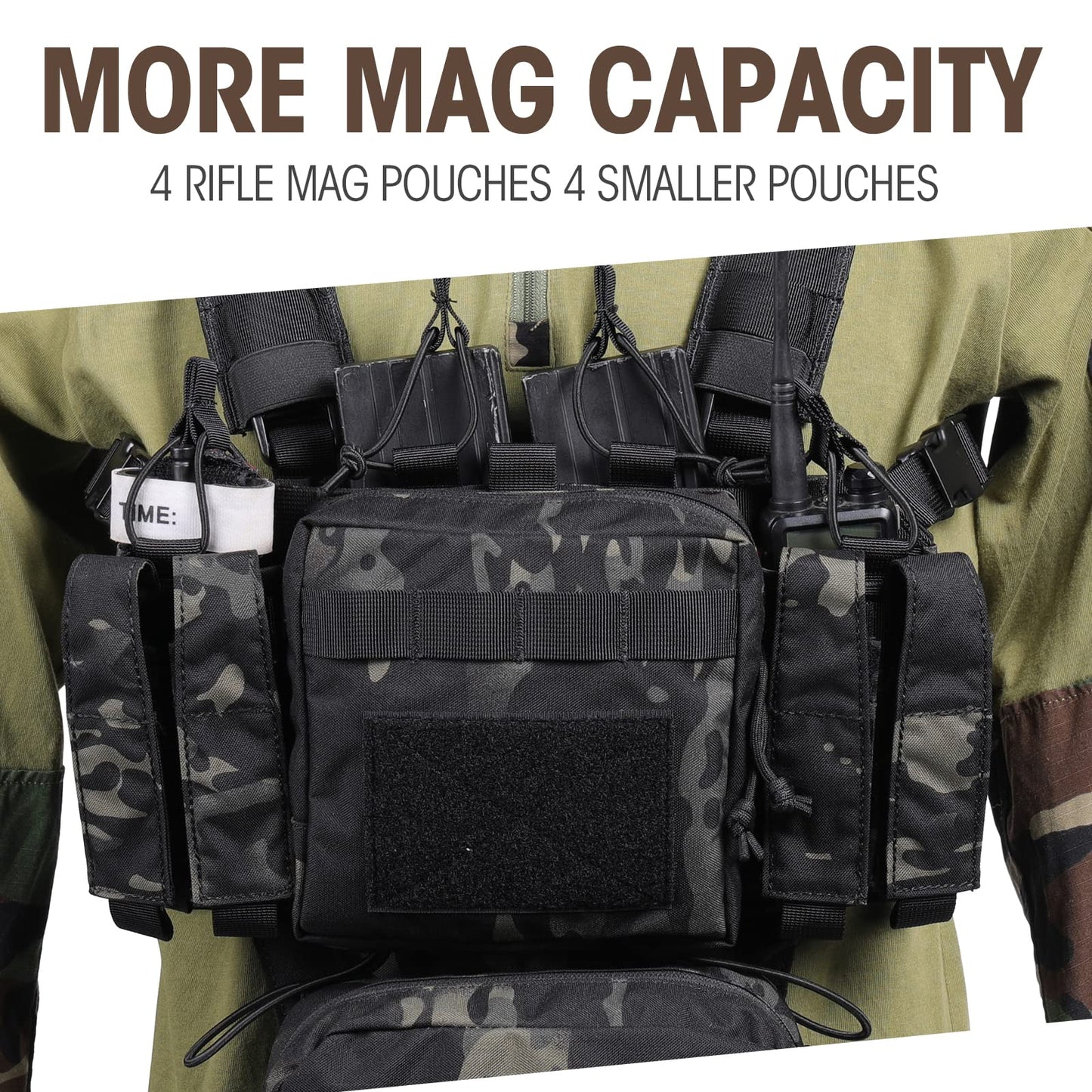 VISMIX Tactical Chest Rig, Adjustable & Detachable Chest Rig Molle Military Chest Bag Pack with Magazine Pouch