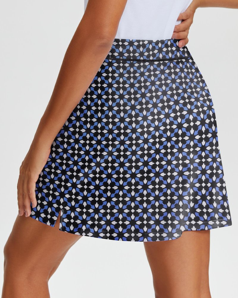 Stelle Women's Athletic Skorts 17" Golf Skirts Inner Shorts Tennis Skort with 2 Pockets Running Sports Pickleball Skirt(Geo Tiles Print,M)
