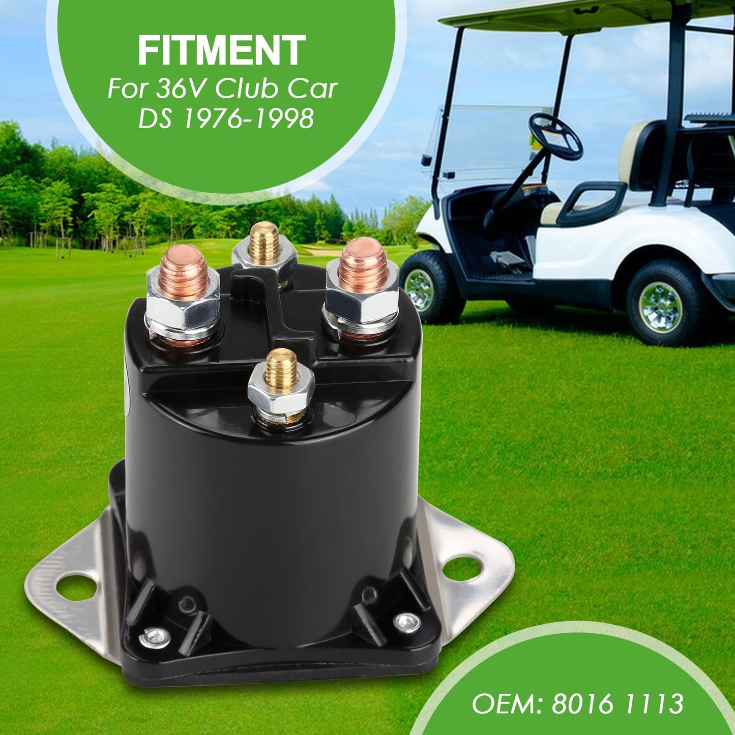 10L0L Golf Cart 36V Solenoid for Club Car DS 1976-1998, 4 Terminal Electric Solenoid Replacement OEM 8016 1113