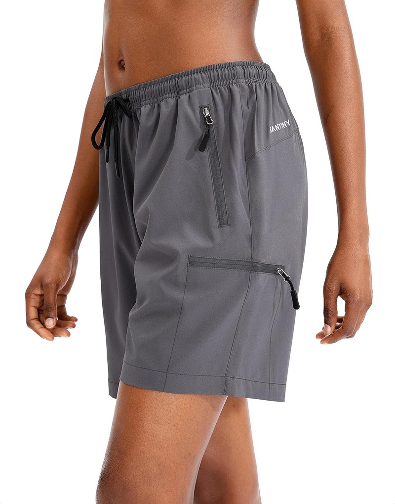 SANTINY Women's Hiking Cargo Shorts - Quick Dry Lightweight Athletic Shorts with Zipper Pockets | Available in 5'', 7'', 9'' Sizes