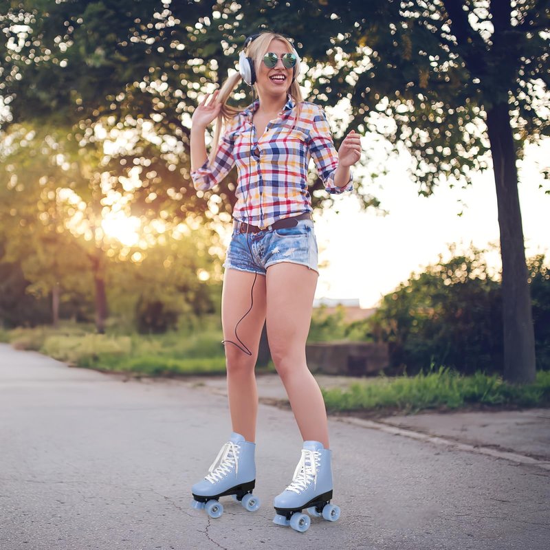 Nattork Roller Skates for Women Outdoor Indoor Four-Wheel Fun Fashionable Roller Skates for Men Girls Boys Blue