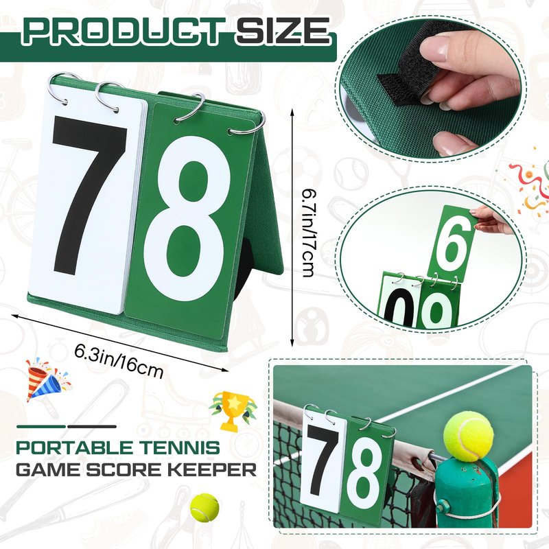 Sonwyoung 1 Pack Over Net Tennis Score Keeper Flip Scoreboards Portable for Volleyball Basketball Coaching Tennis Outdoor (Numbers 0-9,Green)