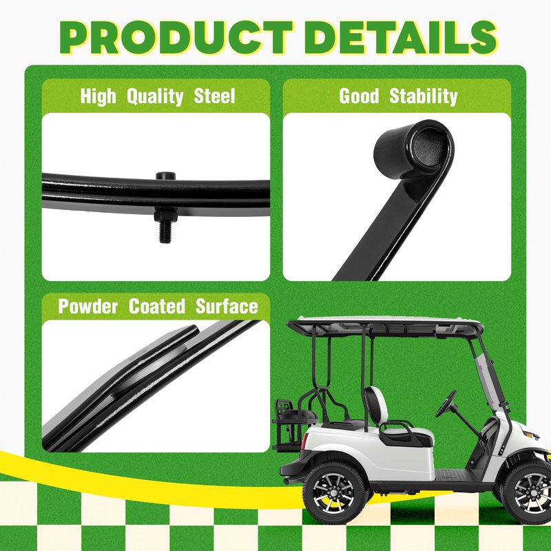 WUTIST Heavy Duty Rear 2-Leaf Spring Compatible with 2008-UP EZGO RXV Gas and Electric Golf Carts Black Steel Powder Coated Set of 2,OEM# 603498 604494