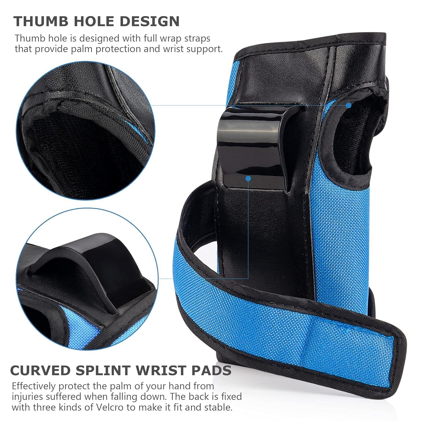 Protective Gear Set - 6 in 1 Knee Pads, Elbow Pads & Wrist Guards for Skateboarding, Biking & Outdoor Sports - Blue | Size M