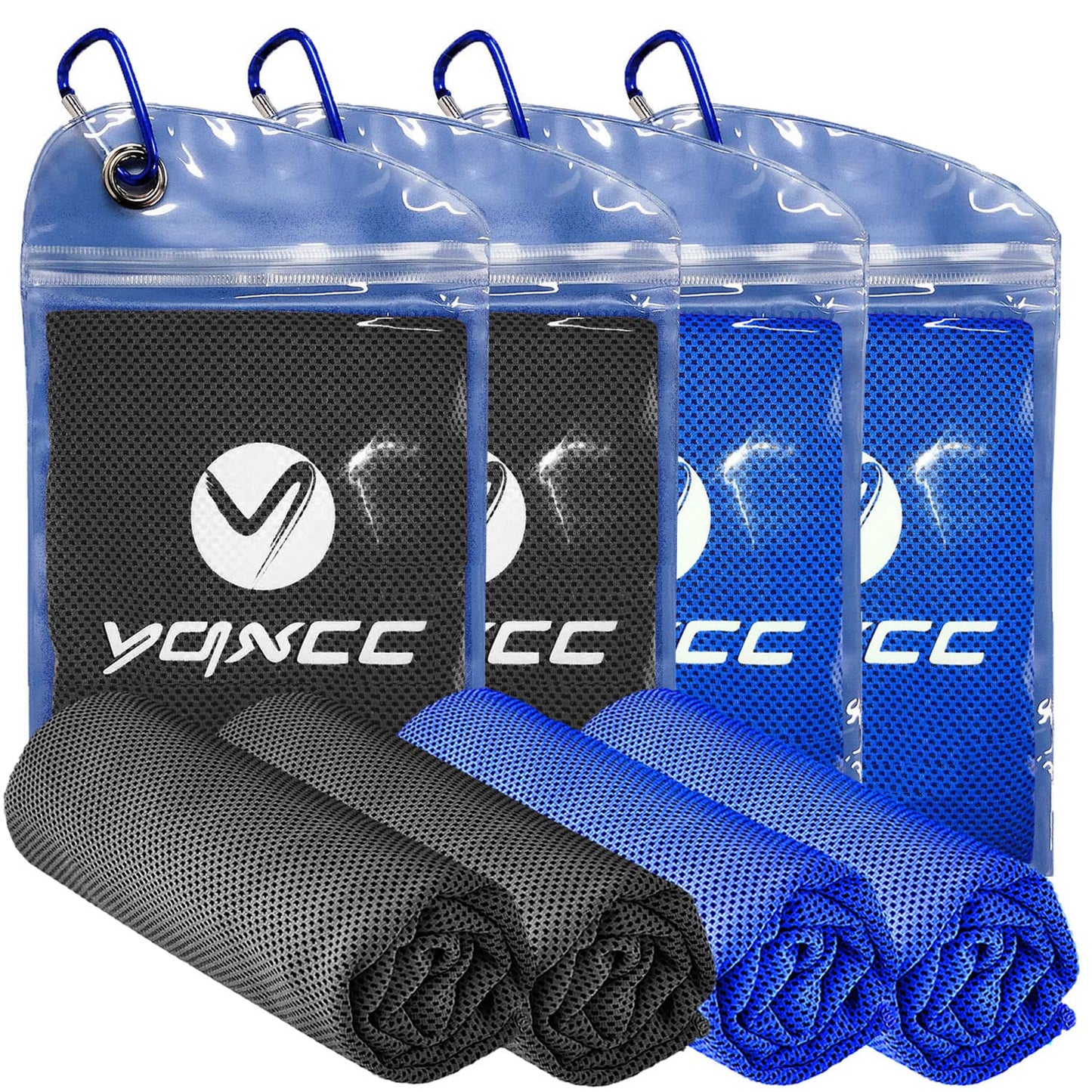 YQXCC 4 Pack Cooling Towel (47"x12") Ice Towel for Neck, Microfiber Cool Towel, Soft Breathable Chilly Towel for Yoga, Sports, Golf, Gym, Camping, Running, Fitness, Workout & More Activities