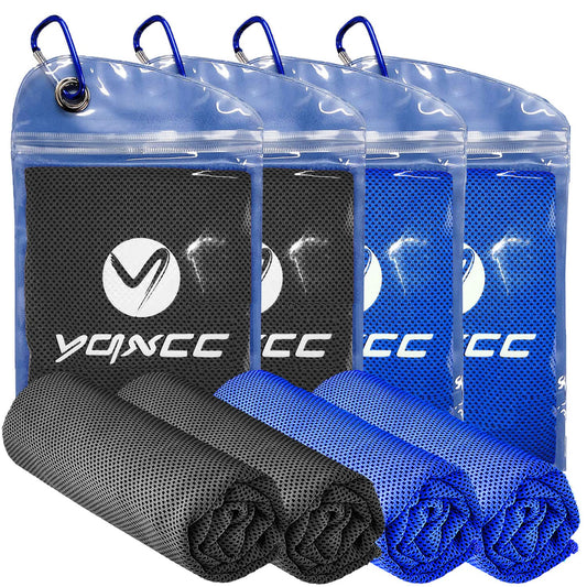 YQXCC 4 Pack Cooling Towel (47"x12") Ice Towel for Neck, Microfiber Cool Towel, Soft Breathable Chilly Towel for Yoga, Sports, Golf, Gym, Camping, Running, Fitness, Workout & More Activities