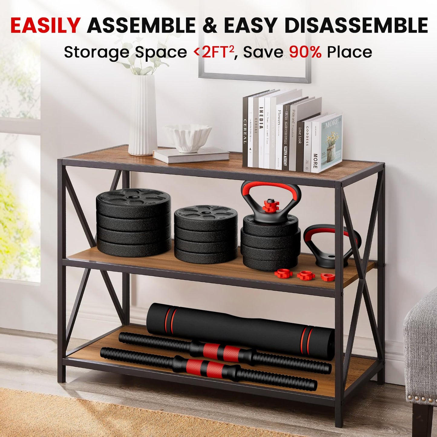 BDSHE 45lbs Adjustable Dumbbell Set, 4-in-1 Dumbbell set，Suitable Men/Women