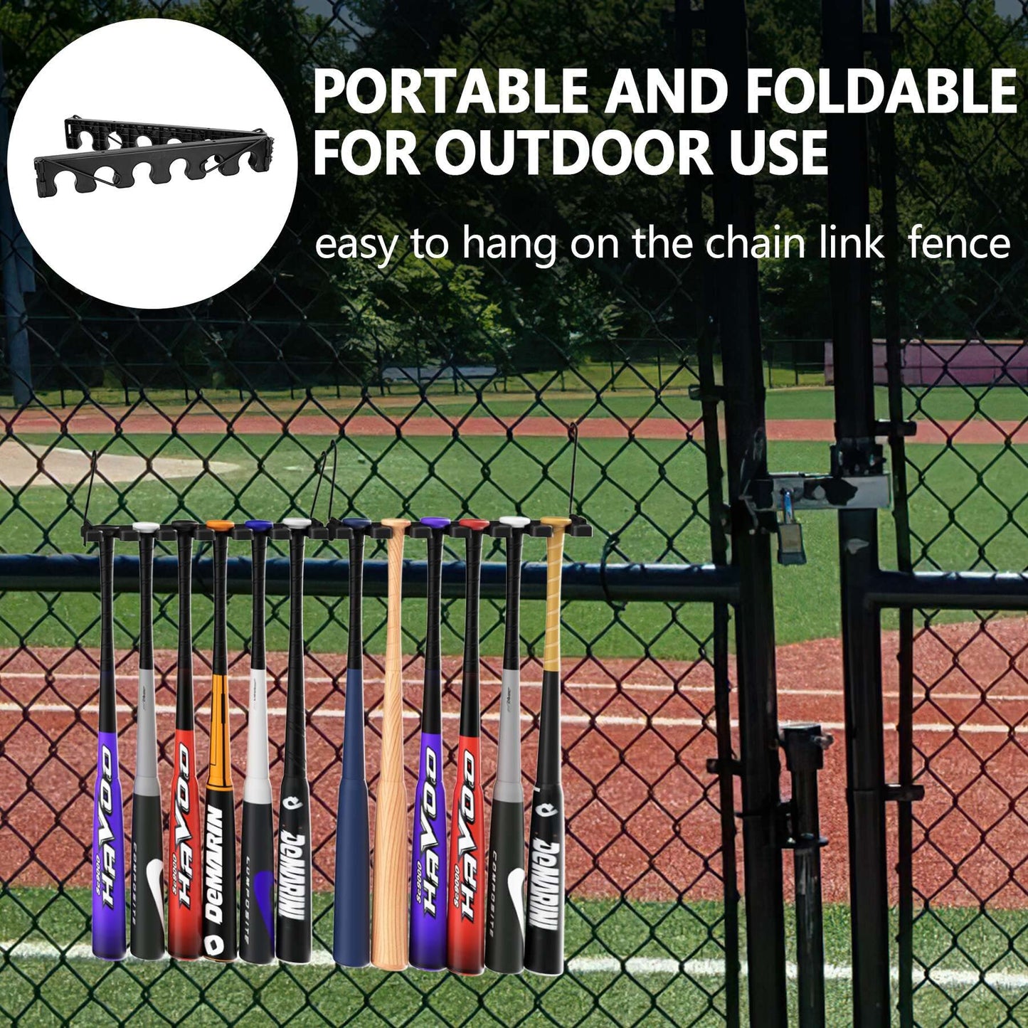 Hikeen Baseball Bat Rack Dugout Organizer Bat Holder for Storage 12 Bats, Foldable