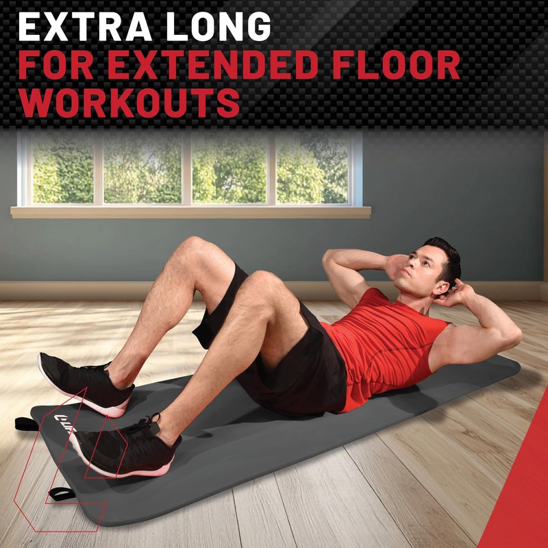 Lifeline Exercise Mat Pro - Extra Thick - Double-Sided with 5/8" Dual Texture Foam for Pilates, Stretching and Bodyweight Training, Charcoal