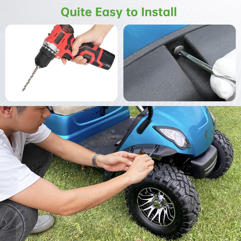 10L0L 4PCS Golf Cart Fender Flares, Exact for Standard Yamaha G29 & Drive 2007-2016, Impact-Resistant ABS Plastic Mud Guards with Reflectors & Stainless Steel Hardware - Not for Modified Carts