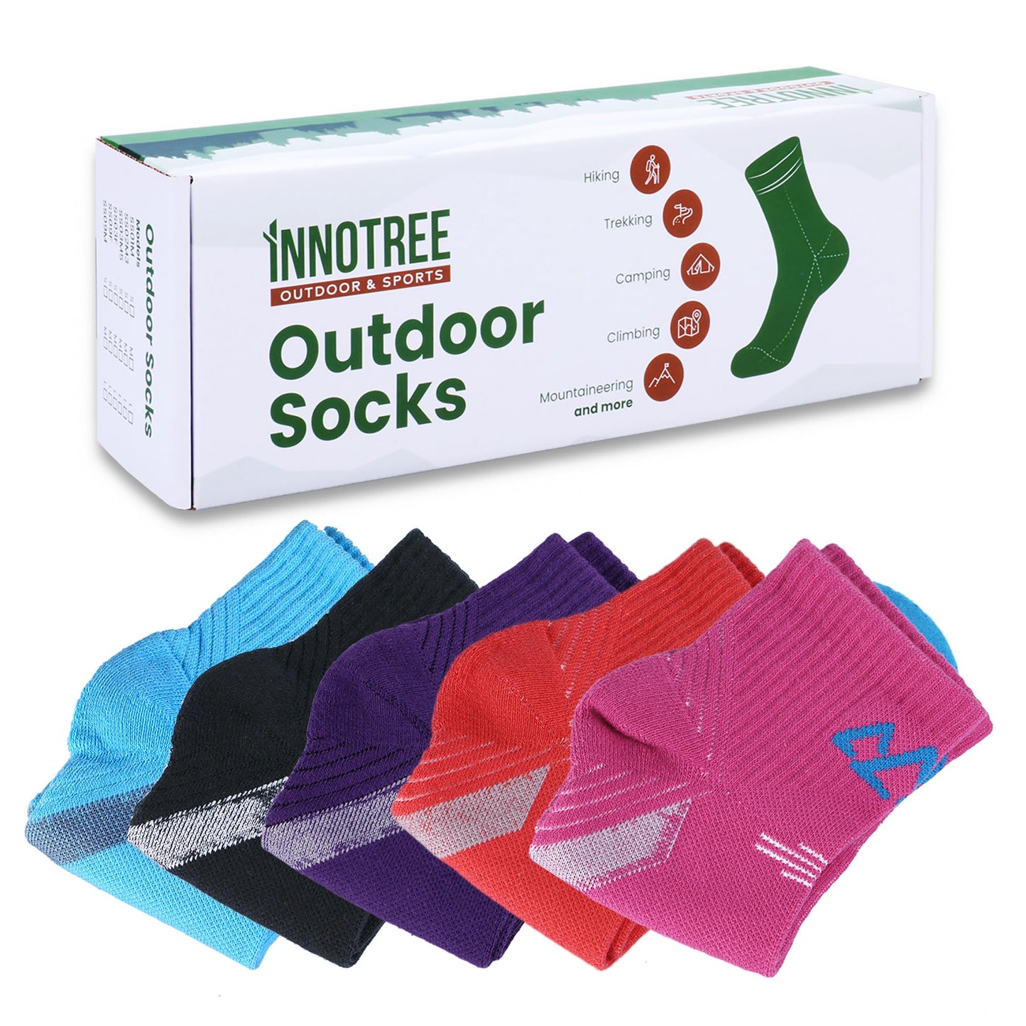 innotree 5 Pack Women's Cushioned Hiking Walking Running Socks, Quarter Ankle Socks