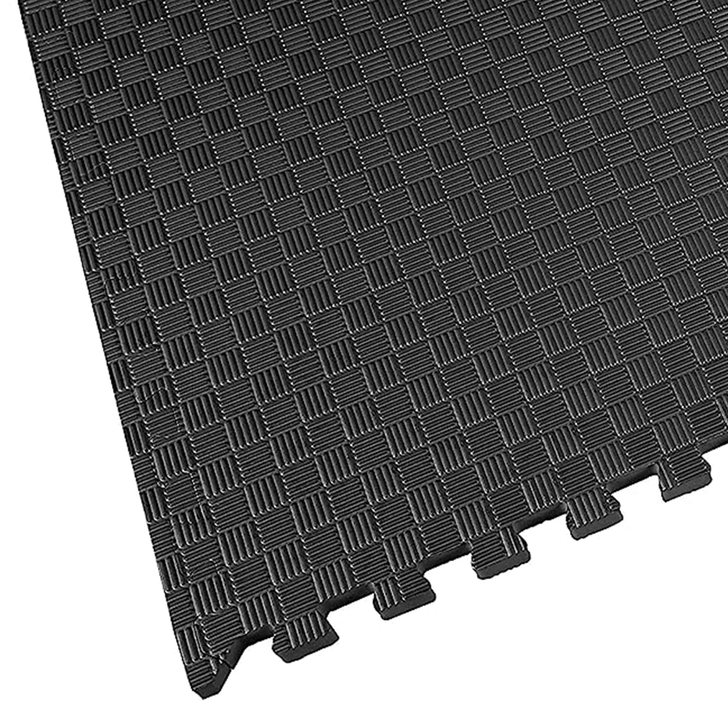 Signature Fitness Puzzle Exercise Mat with EVA Foam Interlocking Tiles for MMA, Exercise, Gymnastics and Home Gym Protective Flooring, 1" Thick, 72 Square Feet, Black