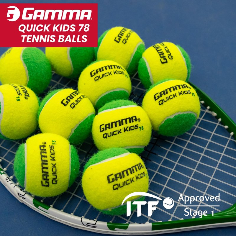 Gamma Quick Kids 78 Training Tennis Balls for Kids & Beginners, Low-Compression Core Reduces Speed & Bounce, Great for Tennis Practice, USTA & ITF Approved for 10 & Under Tournaments, Bag of 12