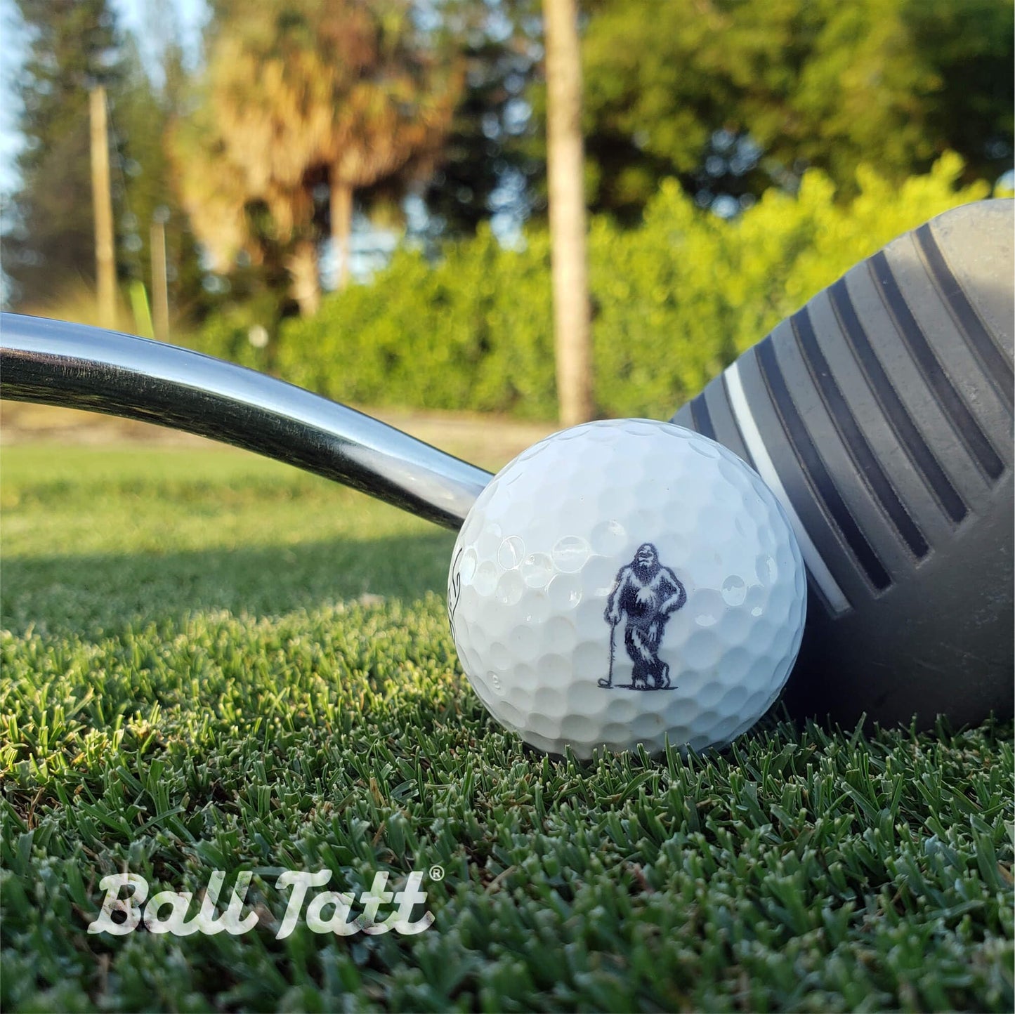 Ball Tatt - Golf Ball Stamp - Self-Inking Marker - Quick-Dry Permanent Marking Tool, No Leaks or Refills, Reusable & Waterproof Golfing Stamper - Ideal Gift for Golfers, Dads, (Sasquatch Golfer).