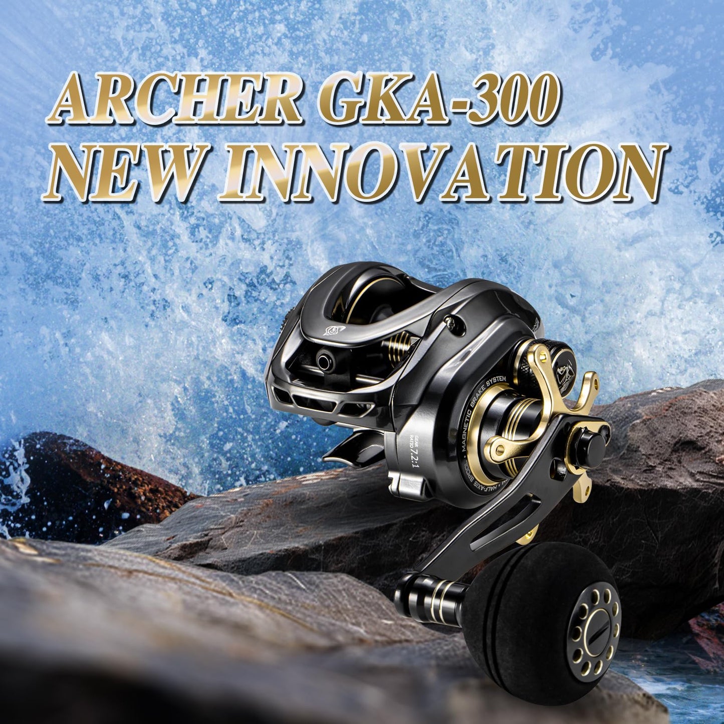 DOVIELLO GKA300 Baitcaster Reels 9+1BB 20LB Drag Deep Spool Baitcasting Reel Super Smooth Single Power Handle 6.4High Speed Gear Ratio Saltwater Baitcaster Fishing Reel - Right Hand