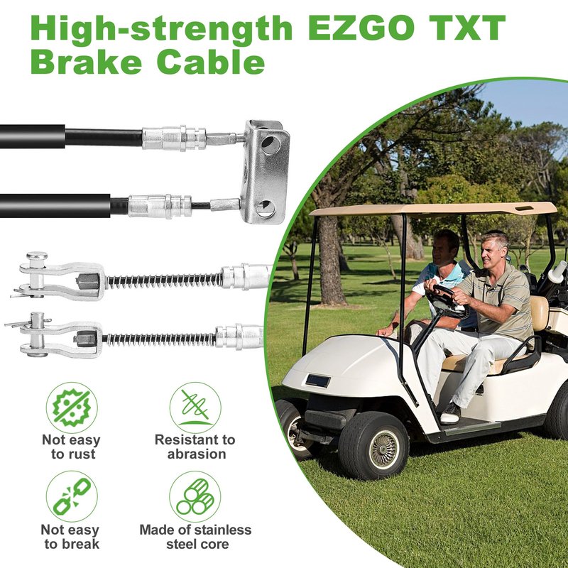 10L0L Brake Cable Set Passenger and Driver Side Fits EZGO (94+) TXT or Medalist Golf Cart Replaces 70969-G03