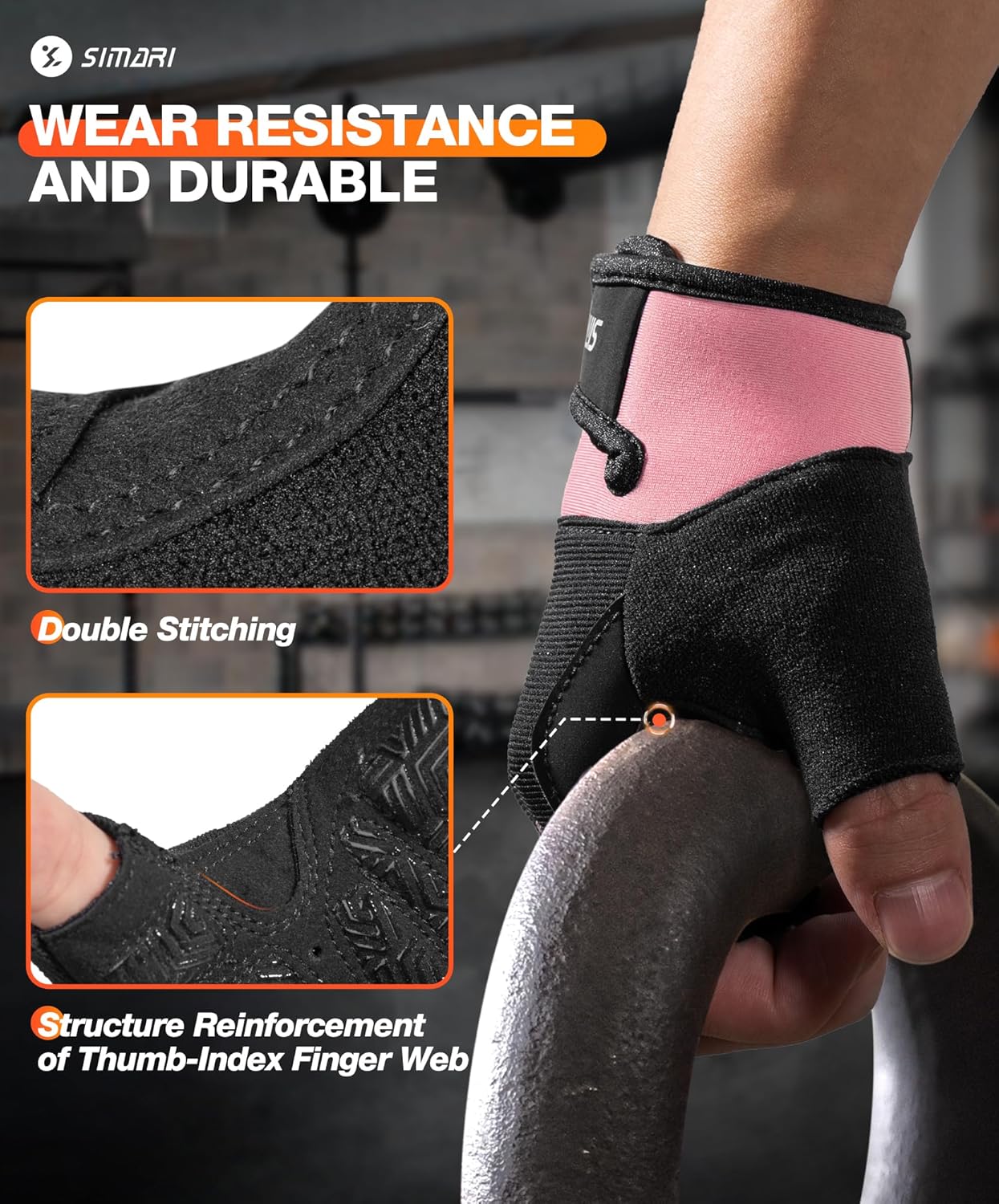Breathable Workout Gloves for Men & Women - Padded Grip, Full Palm Protection | Black & Pink Sizes Available
