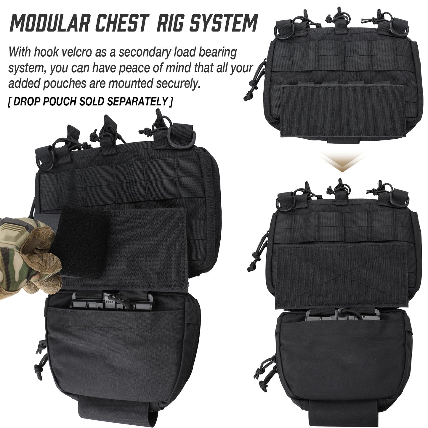 WYNEX Tactical Mag Admin Pouch, Molle Utility Tool Pouch Medical EMT Organizer with Triple Stacker Magazine Holder for M4 M16 Patch Included