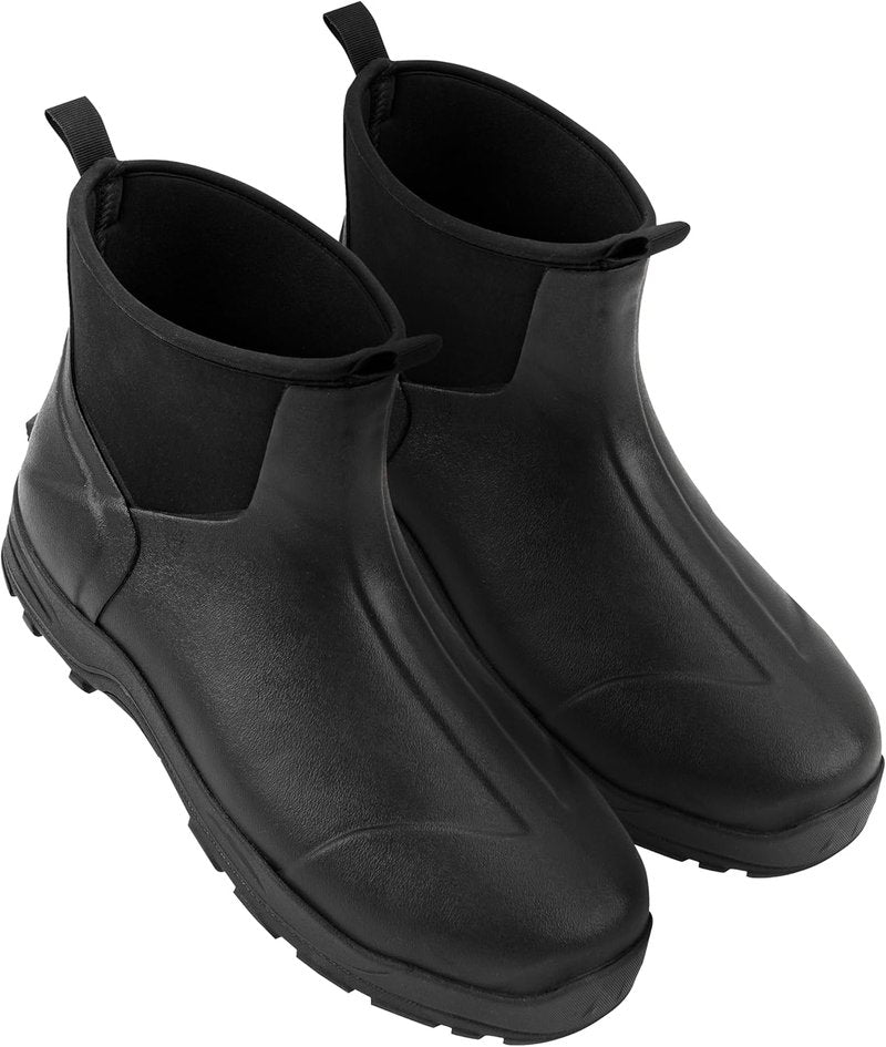 Men's Waterproof Rubber Rain Boots - Slip-On Insulated Ankle Garden Shoes | Durable Mud Work Footwear