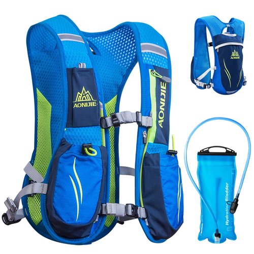Azarxis Hydration Running Vest Backpack Pack 5.5L for Women and Men Jogging Trail Race Marathon Cycling Hiking (Blue with 2L Water Bladder)
