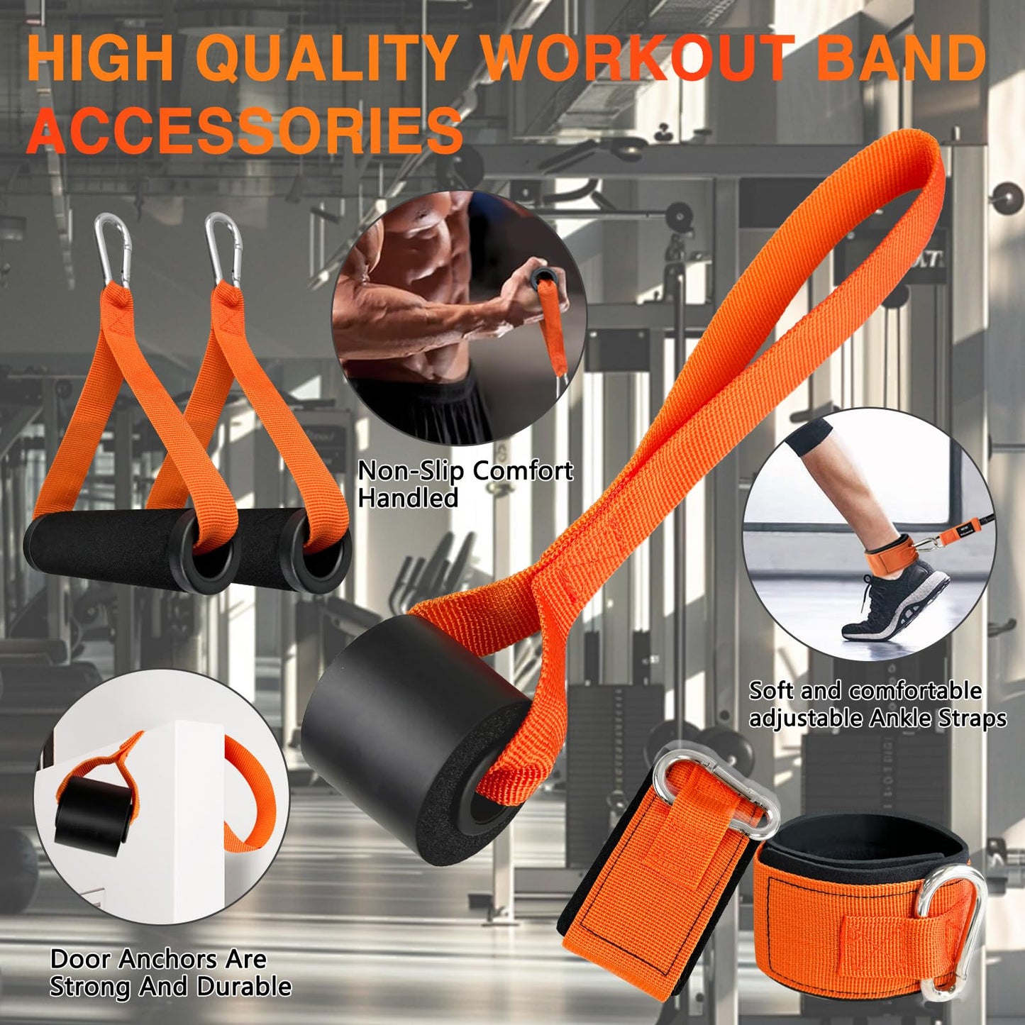 EASYMAKE Resistance Bands, Exercise Bands, Workout Bands with Handles, Door Anchor and Ankle Straps, Resistance Bands for Working Out Strength Training, Physical Therapy, Shape Body, Yoga, Home Gym