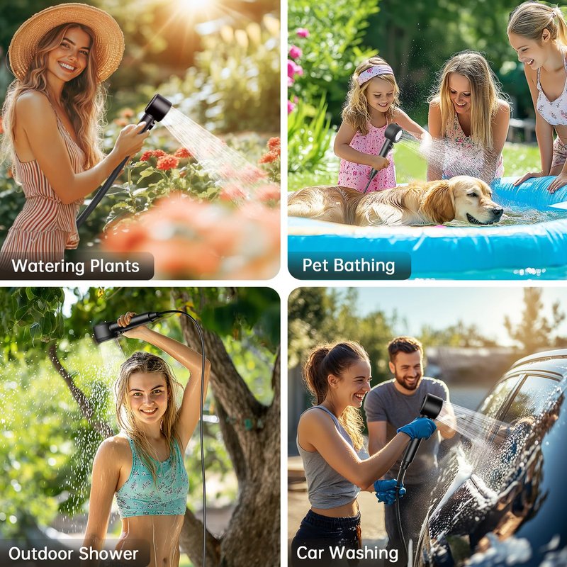 IGRL Portable Shower - 8000mAh Rechargeable Camping Shower Pump with Bath Sponge, 4 Spray Modes, IPX8 Waterproof, Ideal for Outdoor Camping, Travel, Car Washing, Pet Bathing, and Watering Plants