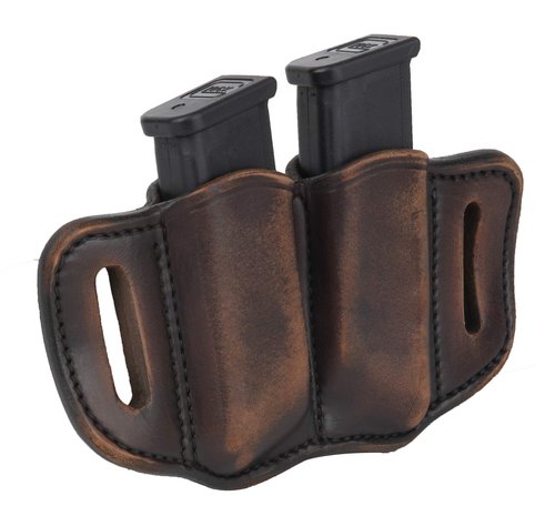 1791 Gunleather 2.2 Mag Holster - Double Mag Pouch for Double Stack Mags, OWB Magazine Pouch for Belts - Classic Brown, Stealth Black, Black & Brown and Signature Brown (Vintage Brown)