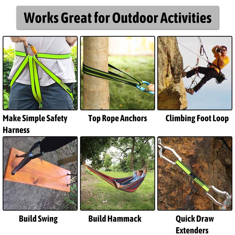 KIKIGOAL 18MM Nylon Climbing Sling Runner 23KN CE2008/EN566 Rock Climbing Webbing Straps for Outdoor Climbing, Rappelling, Swing, Yoga Hammock etc (120 CM/48 Inch, 3PCS ORANGE)