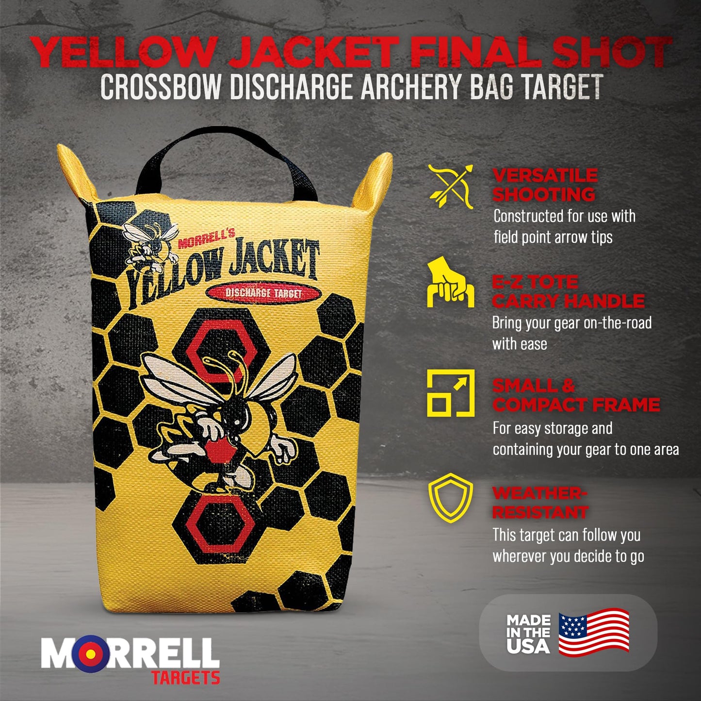 Morrell Yellow Jacket Weather Resistant Portable Final Shot Hunting Compound Crossbow Discharge Archery Bag Target w/Carry Handle, Yellow (3 Pack)