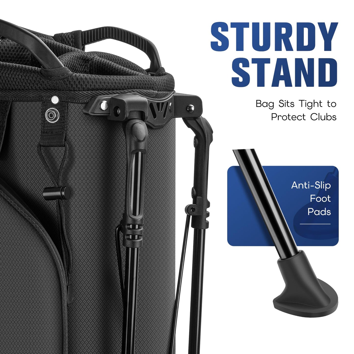 RIOROO 5 Way Golf Stand Bag with Full Length Dividers, Lightweight Golf Bag with Rain Cover, 6 Zippered Pockets & Cooler Bag, Breathable Straps